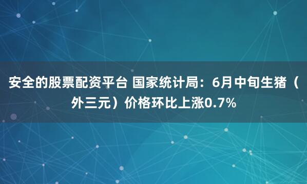 安全的股票配资平台 国家统计局：6月中旬生猪（外三元）价格环比上涨0.7%